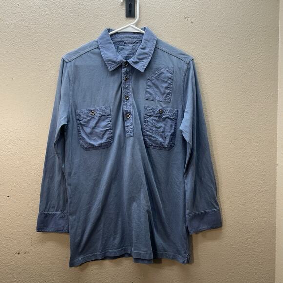 AllSaints Spitalfields Jacks Place Utility Polo Shirt Size S Pockets Henley - Picture 1 of 9